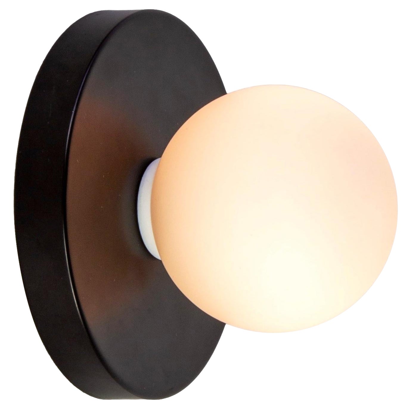 Globe Sconce by Research.Lighting, Black, 3in Glass Globe, In Stock For Sale