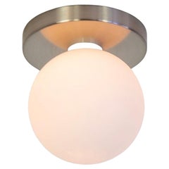 Globe Flush Mount by Research.Lighting, Brushed Nickel, 5in Glass, In Stock