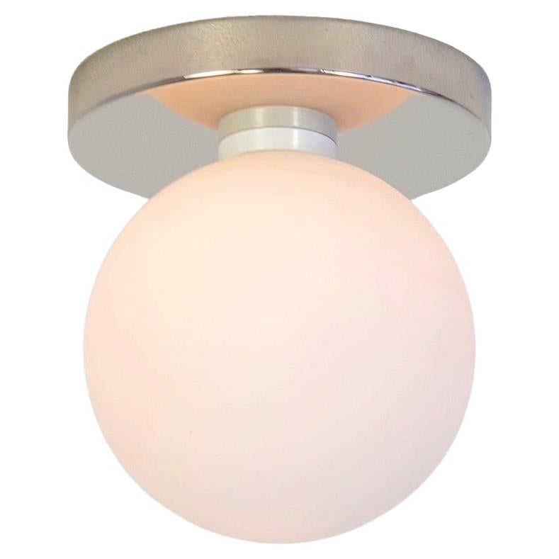 Globe Flush Mount by Research.Lighting, Nickel, 5in Glass, In Stock