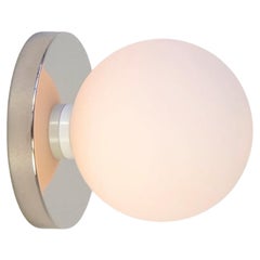 Globe Sconce by Research.Lighting, Polished Nickel, 5in Glass, In Stock