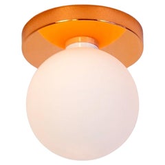 Globe Flush Mount, Research.Lighting, Polished Copper, 5in Glass, In Stock