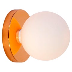 Globe Sconce by Research.Lighting, Polished Copper, 5in Glass, In Stock