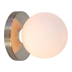 Globe Sconce by Research.Lighting, Brushed Nickel, 5in Glass, In Stock