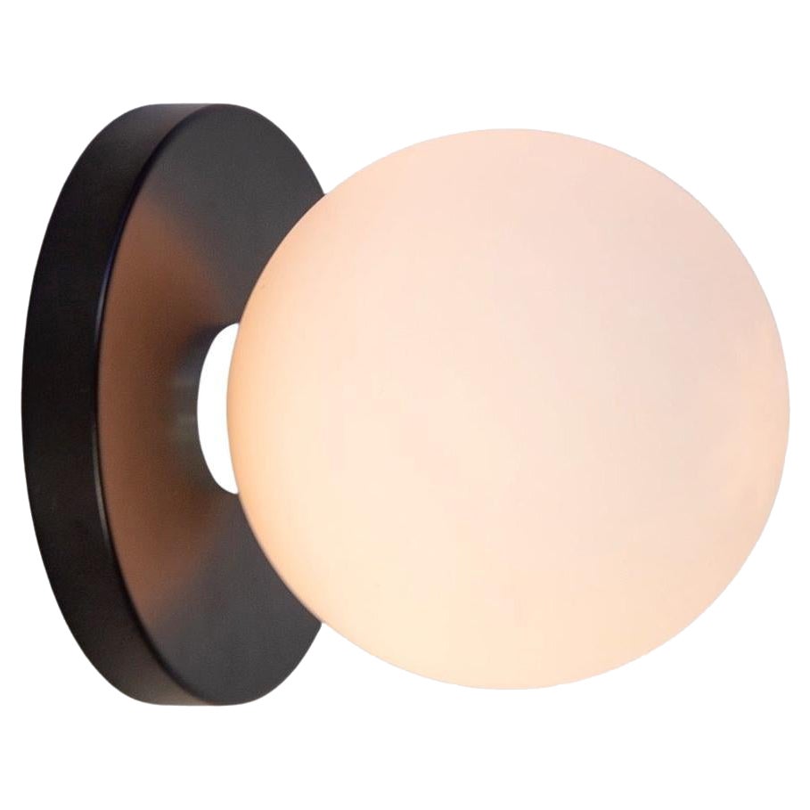 Globe Sconce by Research.Lighting, Black, 5in Glass Globe, In Stock