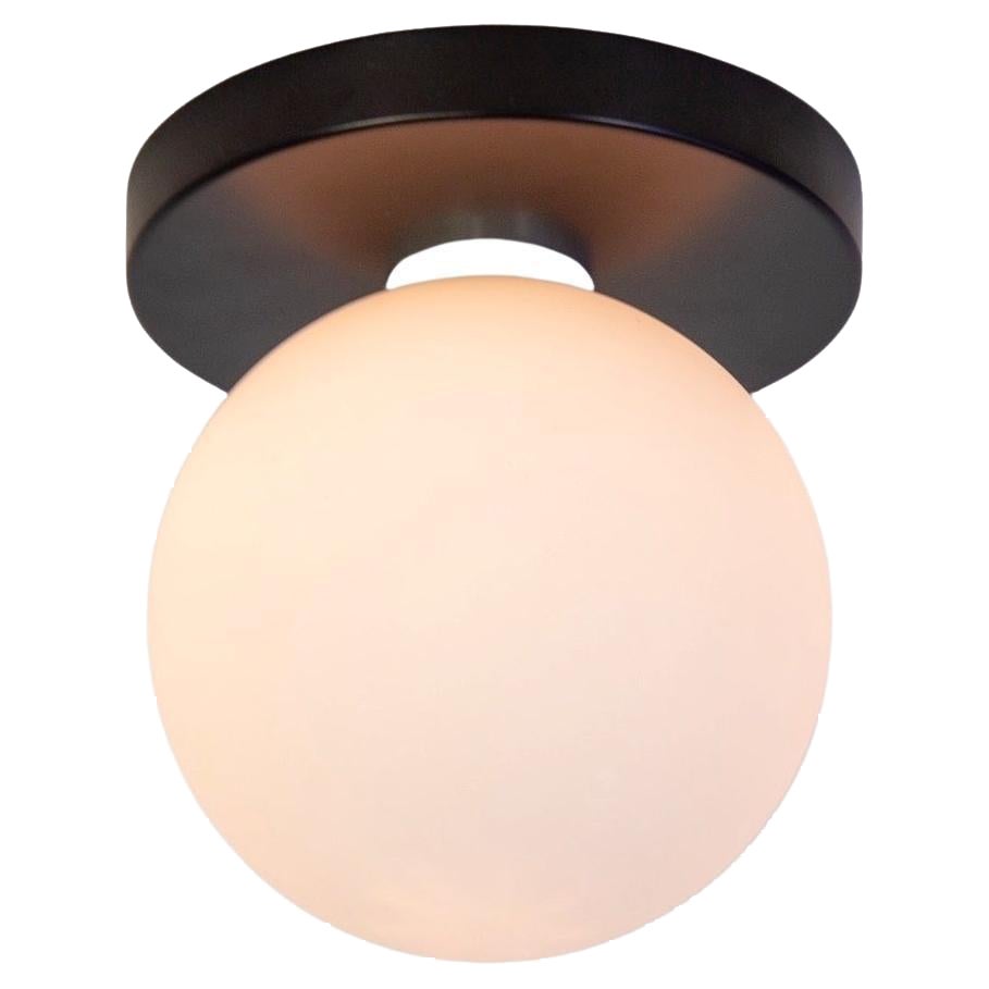 Globe Flush Mount by Research.Lighting, Black, 5in Glass Globe, In Stock For Sale