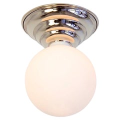 Hive Flush Mount by Research.Lighting, Nickel, 5in Glass Globe, In Stock