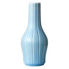 Blaue Art-Déco-Keramikvase von Ewald Dahlskog, Bo Fajans, Schweden, 1930er Jahre