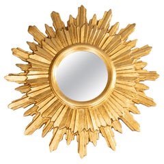Mid Century Italian Giltwood Sunburst Mirror