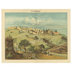 Antique Chromolithograph of Jerusalem from the Mount of Olives, circa 1890