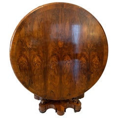 Mesa de centro/comedor circular de palisandro victoriano antiguo de calidad excepcional