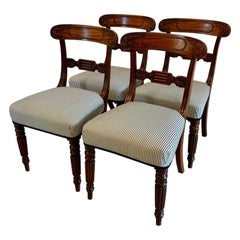 Set of 4 Antique Regency Quality Carved Mahogany Dining Chairs