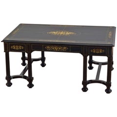 Fine Italian Ebonized and Marquetry Inlaid Low Table