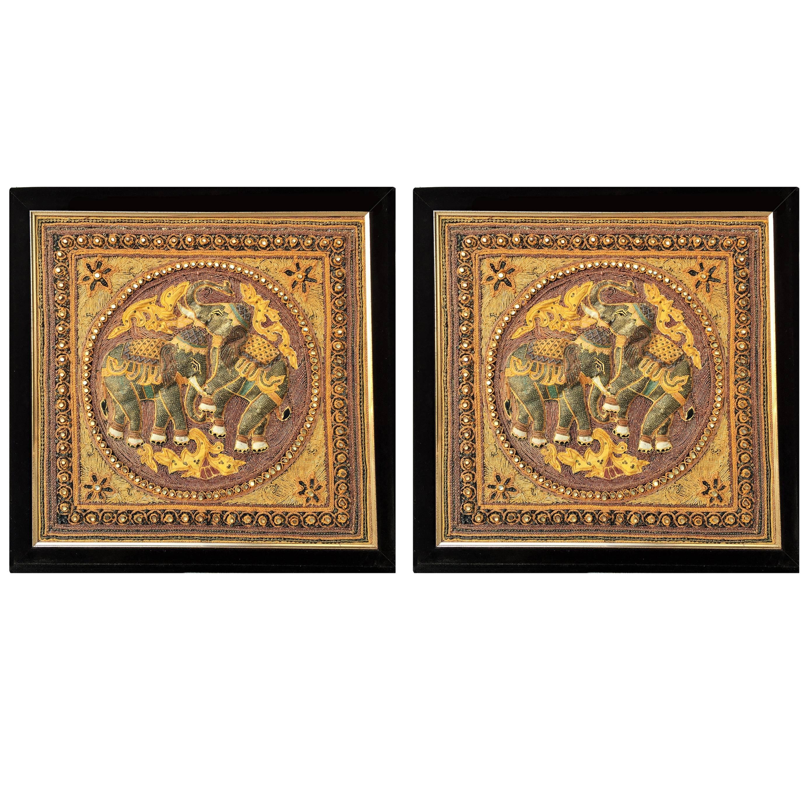 Early 20th Century Indonesian 3-D Framed Textiles, Pair