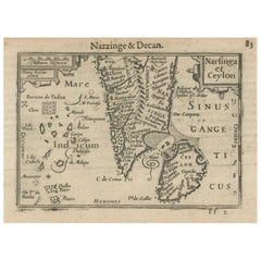 1616 Mapa de Petrus Kaerius del sur de la India y Ceilán - Narsinga et Ceylon