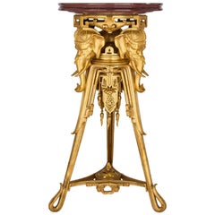 Antique French Japonisme Gold Ormolu Gilt Bronze Marble Pedestal Maison Marnyhac