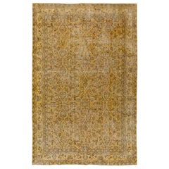 7.5x10.5 Ft Vintage Wool Hand-knotted Turkish Large Area Rug Overdyed in Yellow