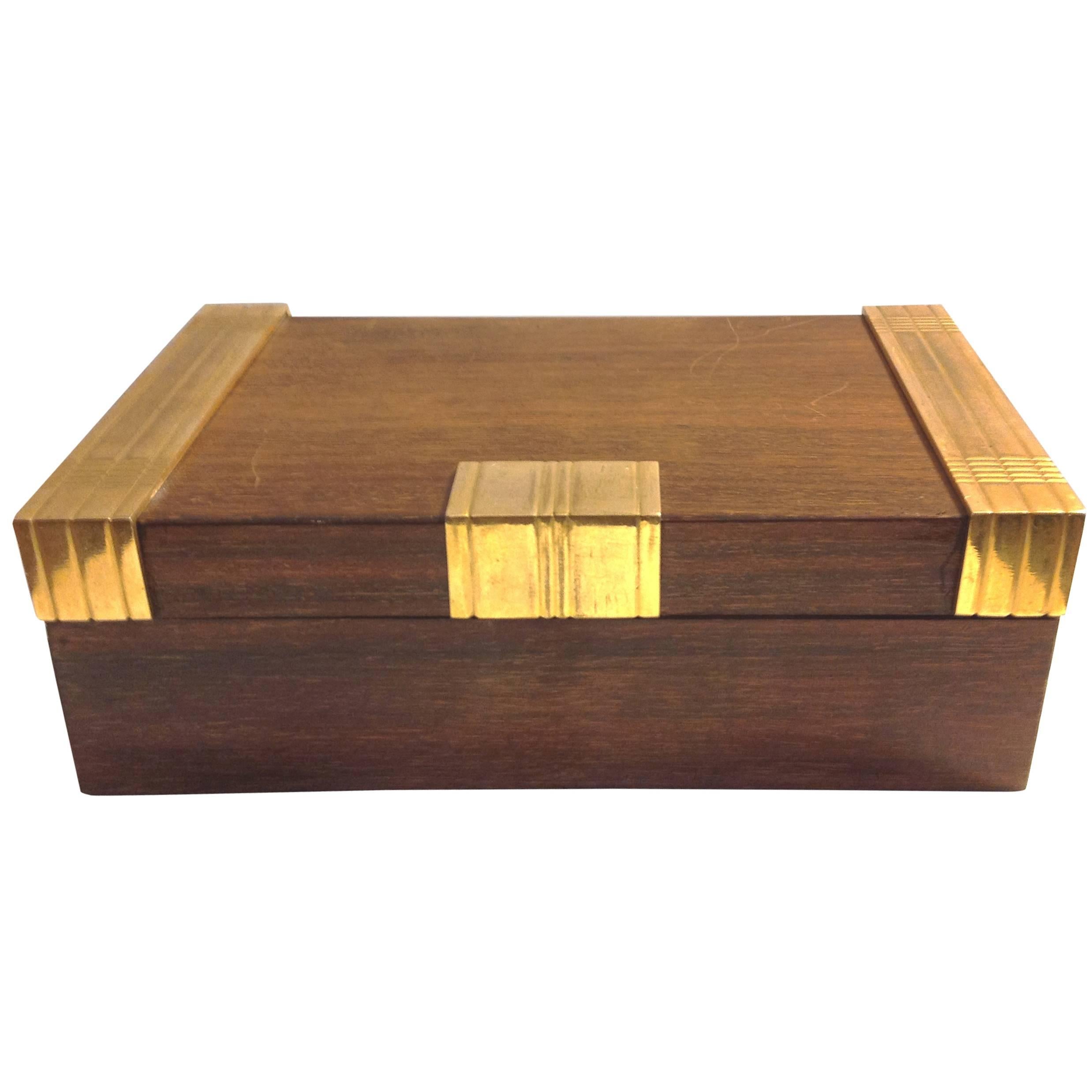 Beautiful Cigar Box, Mahogany and Gilded Bronze, Boin Taburet, Paris, circa 1930 For Sale