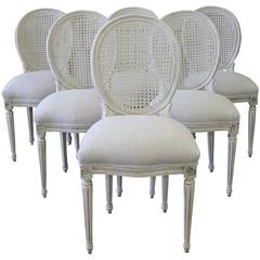 Louis XVI Style Cane Back Dining Chairs