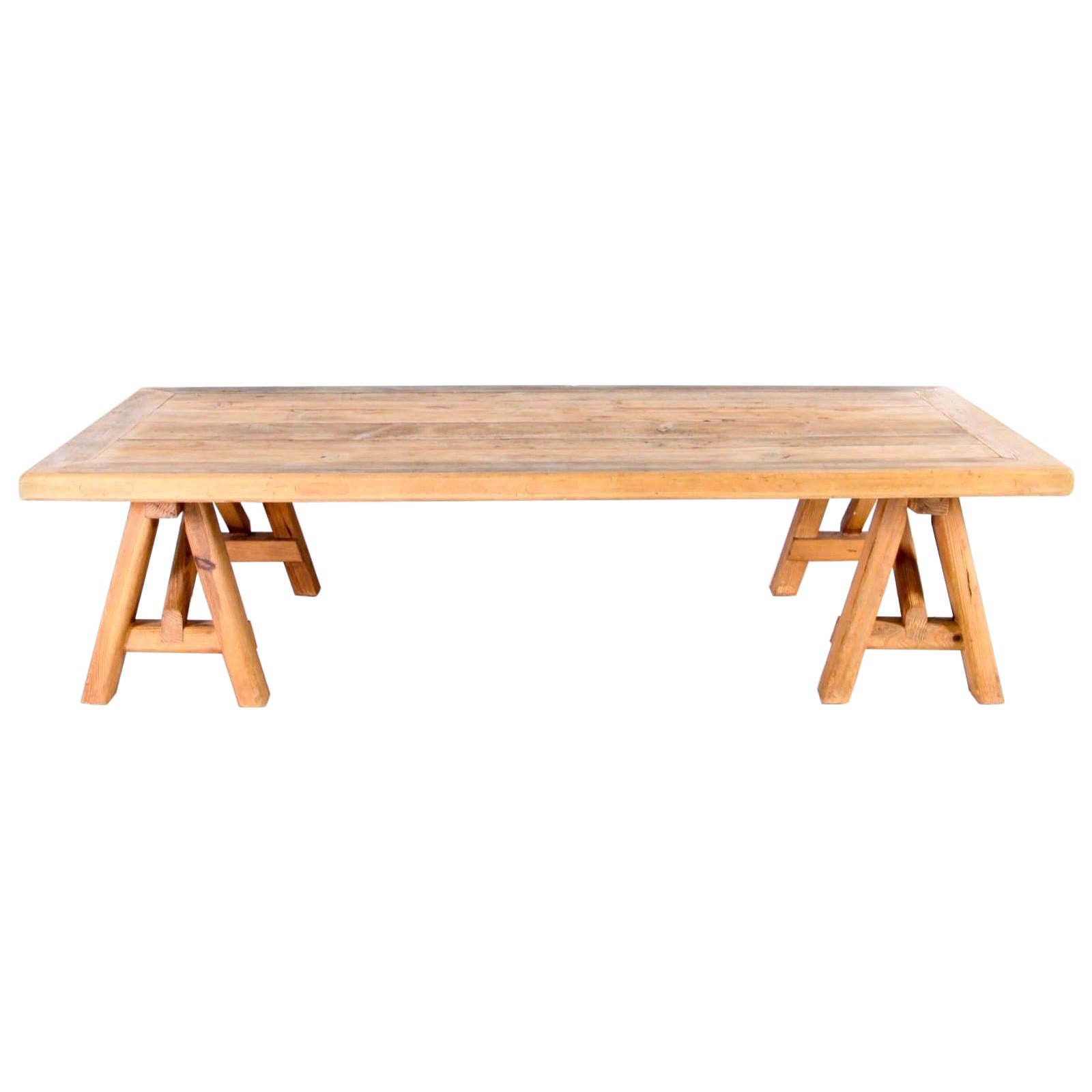Large wooden coffee table For Sale