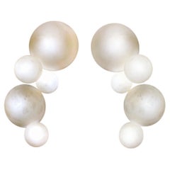 Pair of  Contemporary Italian Alabaster Marble Globe Wall Lights or Sconces