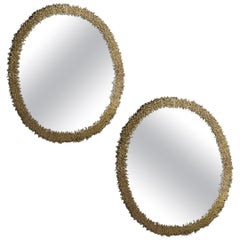 Hollywood Regency Stil, Brutalistische Moderne, Runde Wandspiegel, Messing Sternmotiv