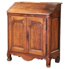 18th Century French Louis XV Carved Walnut “Oratory” Two-Door Cabinet from Lyon