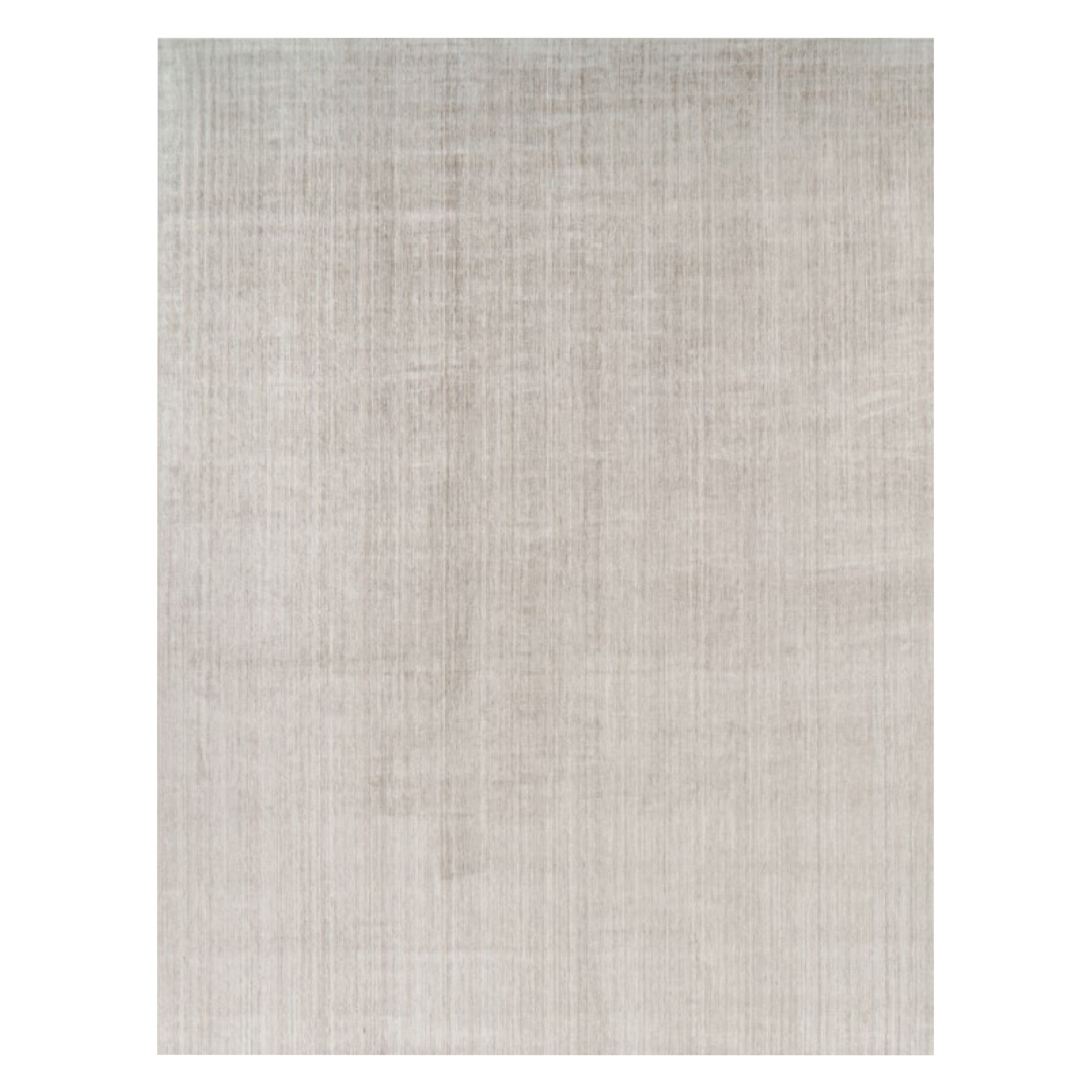 Rug & Kilim’s Oversized Textural Rug In Solid Beige and Cream Tones and Striae For Sale