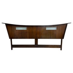 Fabulous Nakashima Style Walnut King-Size Lighted Headboard Mid-Century Modern