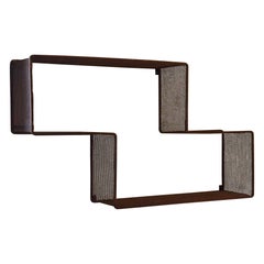 Mathieu Matégot Midcentury Dedal wall shelf, red perforated metal, France, 50s