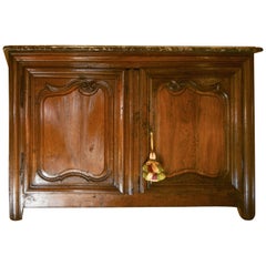Used Louis XIV Walnut Buffet, with Marble Top and Dropped Sink