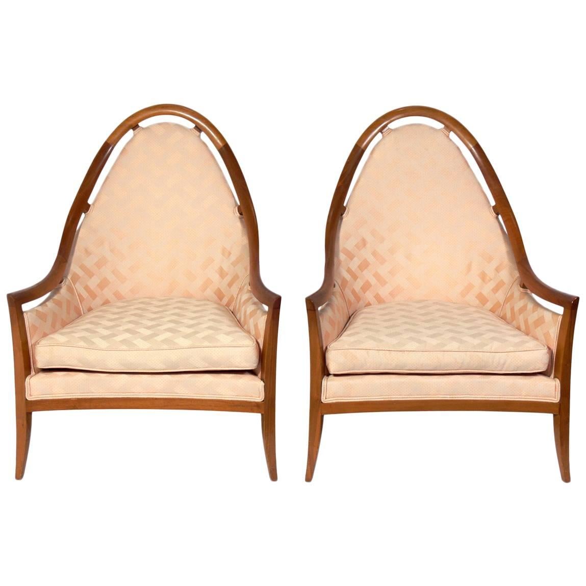 Pair of Sculptural Arch Back Chairs Designed in the Style of Harvey Probber