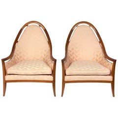 Pair of Sculptural Arch Back Chairs Designed in the Style of Harvey Probber