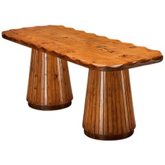Table de salle à manger naturaliste italienne en pin