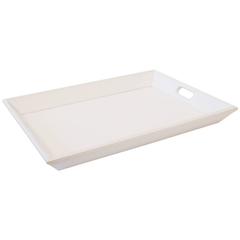 Exceptional Hand-Stitched White Leather Tray