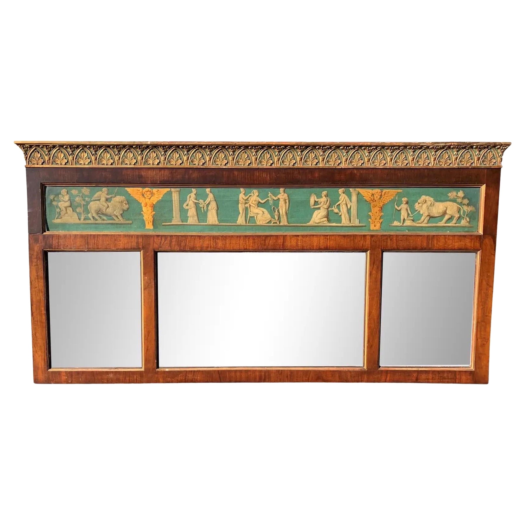 Espejo Clásico de Tres Paneles Horizontales, Circa 1820s en venta
