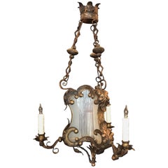 18th C Venetian Baroque Gilt, Tole, and Glass Lantern Chandelier