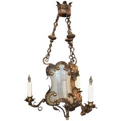18th C Venetian Baroque Gilt, Tole, and Glass Lantern Chandelier 6