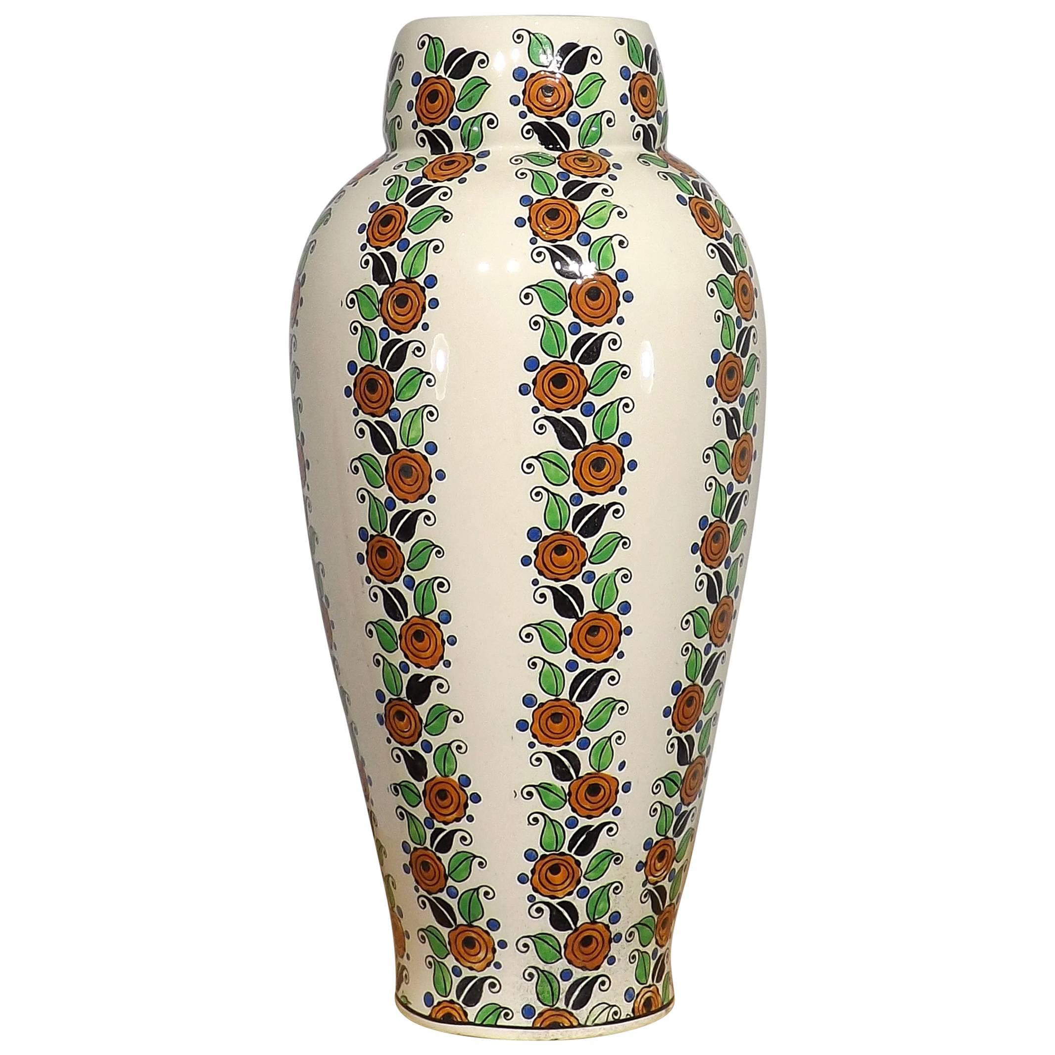 Art Deco Flower Vase by Boch Freres Belgium For Sale