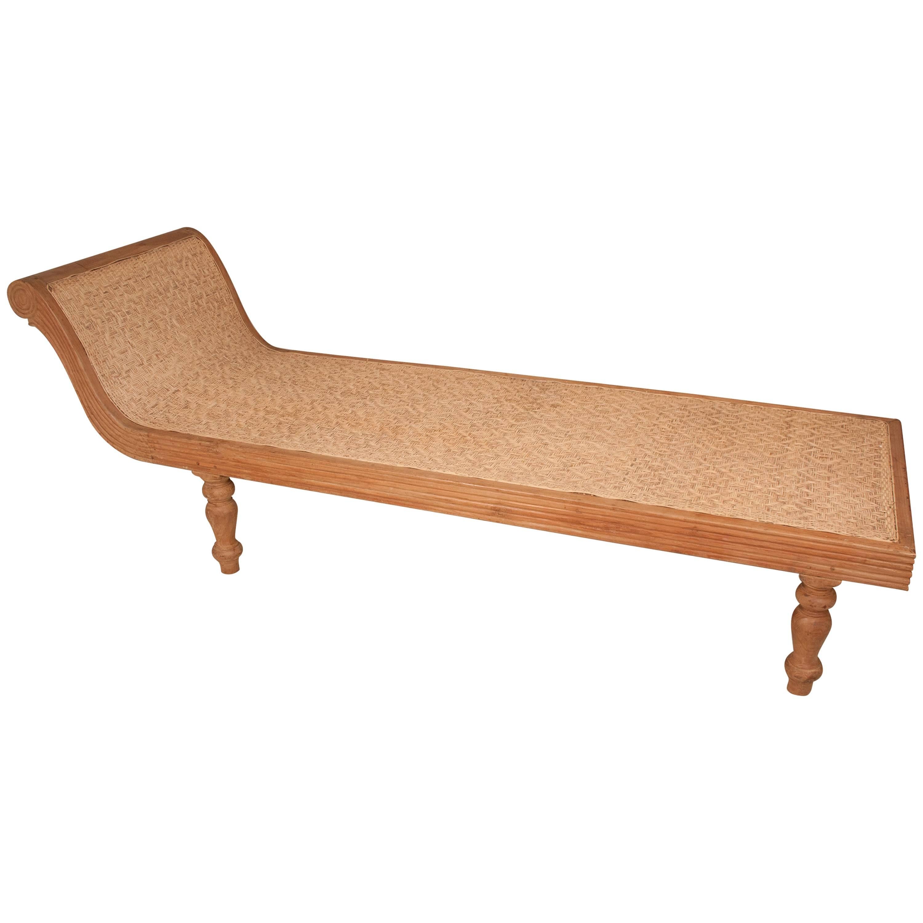 Caned Teak Wood Anglo-Indian Daybed