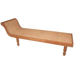 Retro Caned Teak Wood Anglo-Indian Daybed 