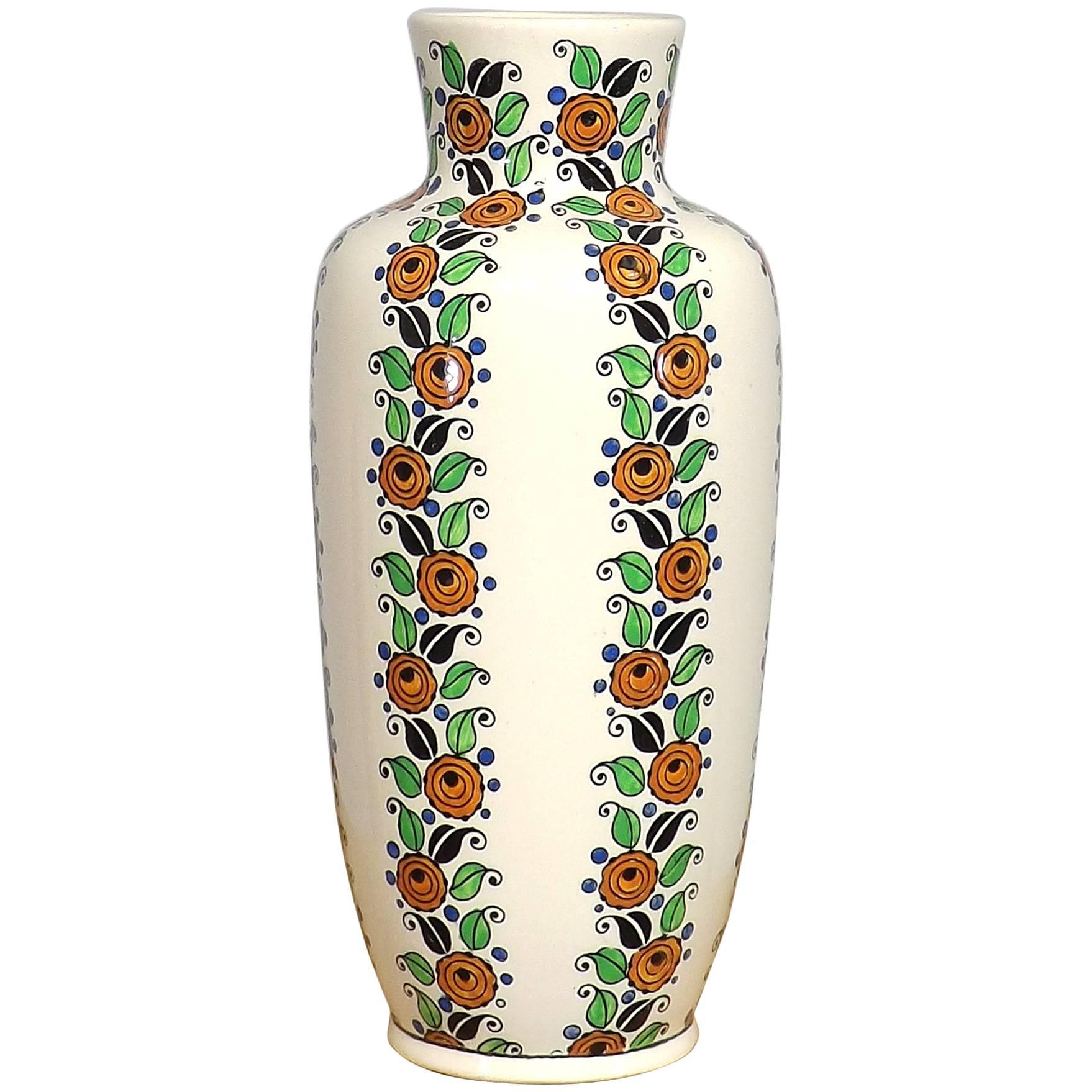 Art Deco Flower Vase by Boch Freres Keramis For Sale