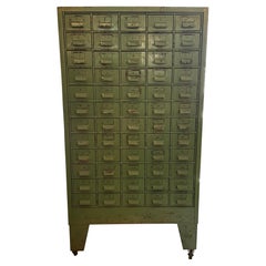 Vintage Industrial Rustic Painted Steel Multi-Drawer Tool Cabinet