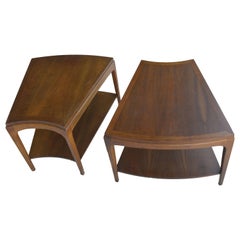 Vintage Pair of Wedge-Shaped the Wave Two-Tier Side Tables