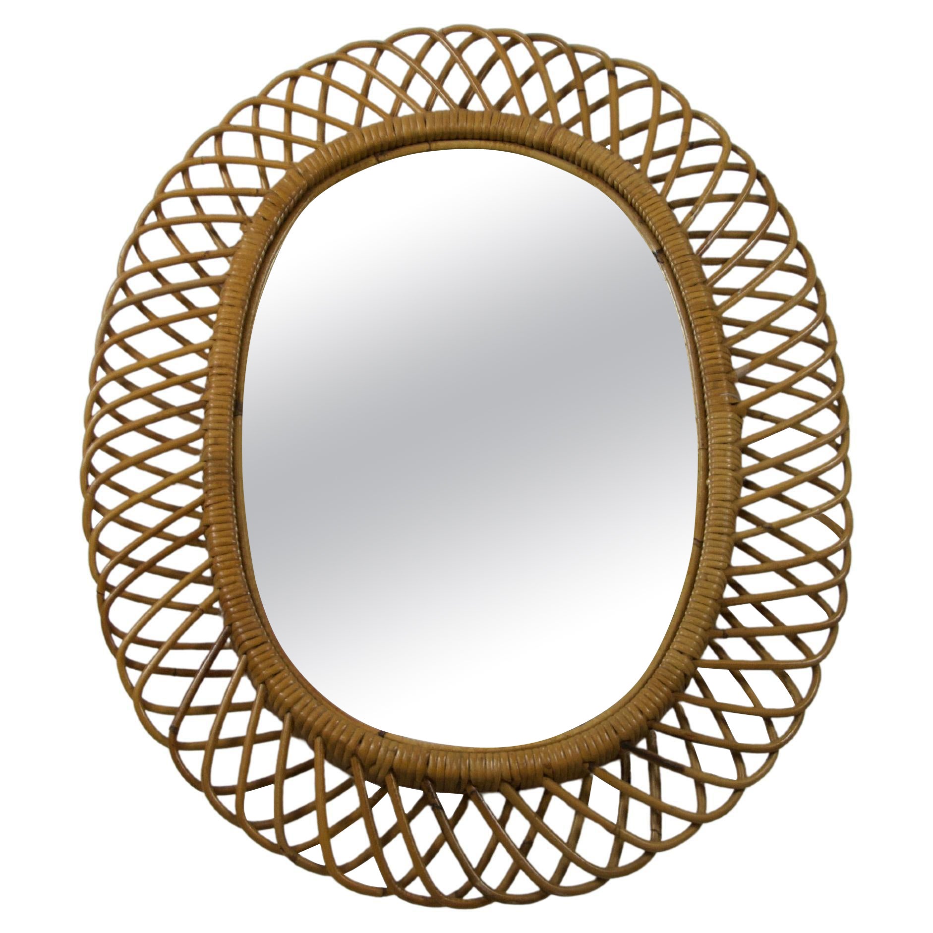 Midcentury Italian Bamboo Mirror, Italy, 1960s For Sale