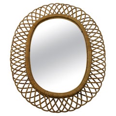 Midcentury Italian Bamboo Mirror, Italy, 1960s