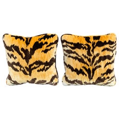 Scalamandre Le Tigre Tiger Print Throw Pillows, Pair