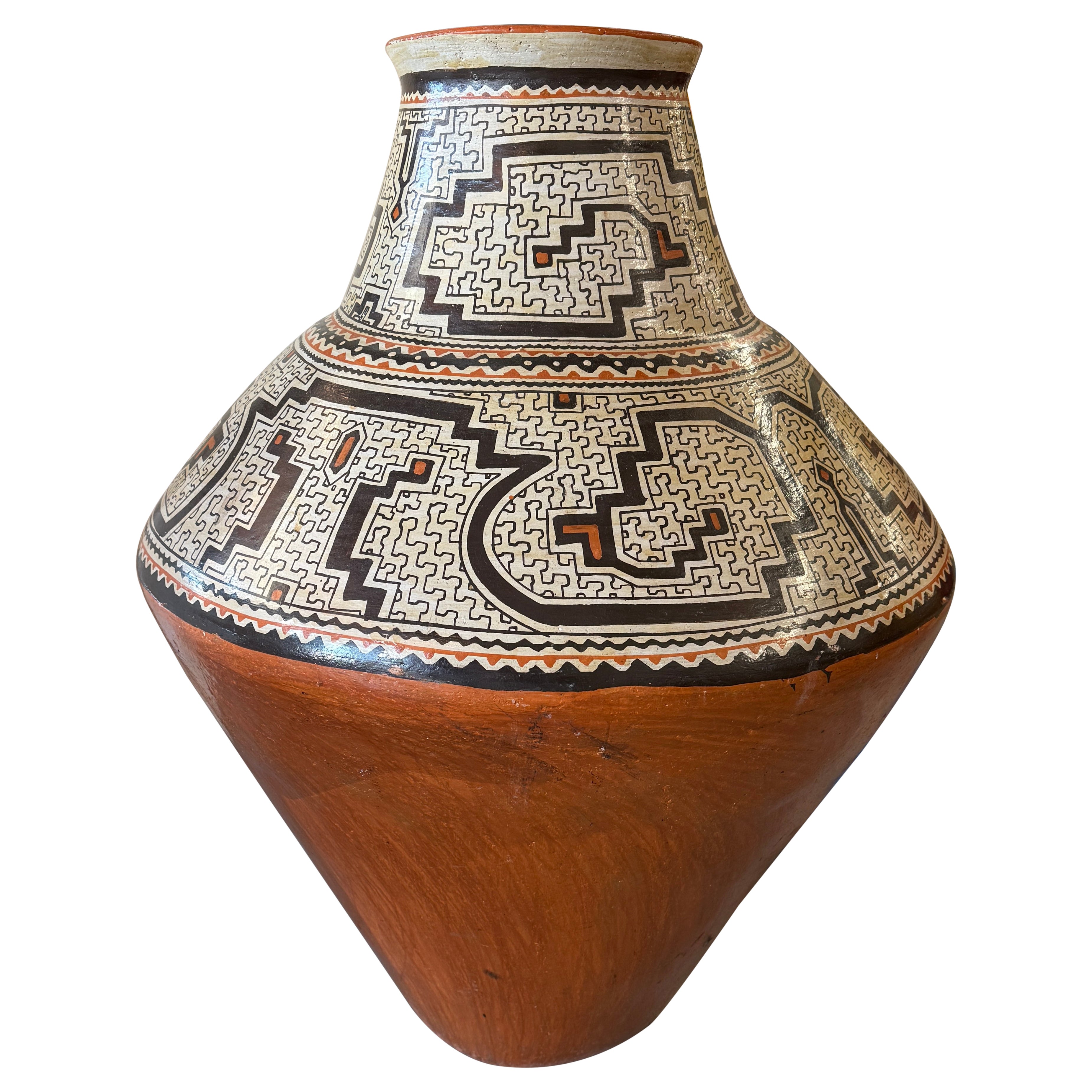 Massive Peruvian Shipibo Conibo Pottery Vessel For Sale
