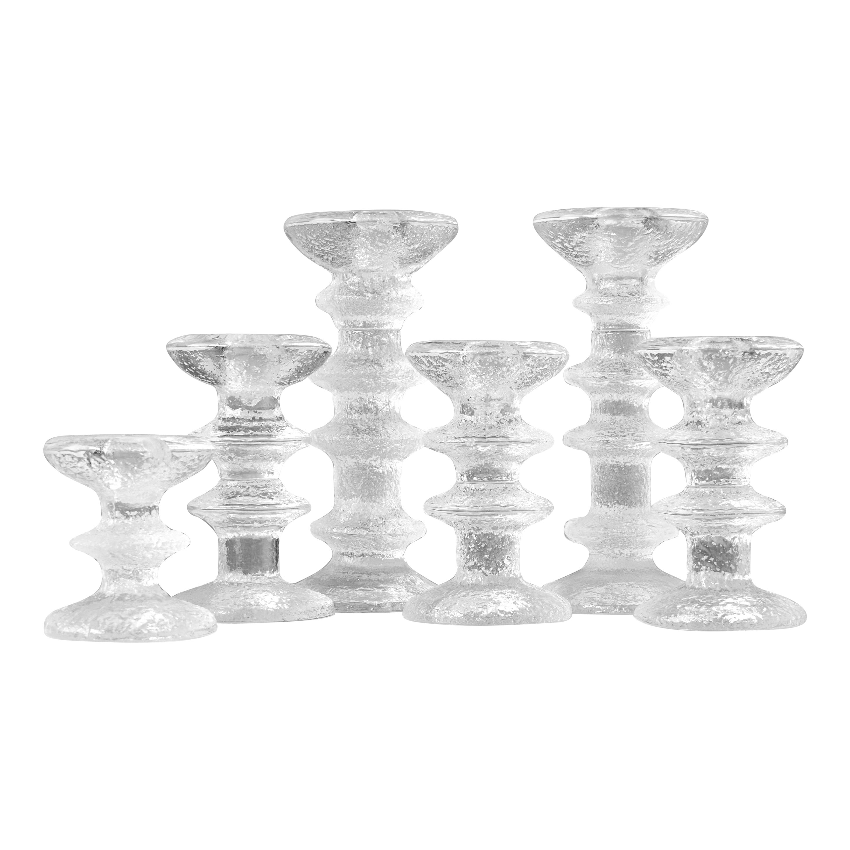 Satz von 6 Glas-Leuchtern 'Festivo' von Timo Sarpaneva, Iittala, Finnland, 1960er Jahre im Angebot