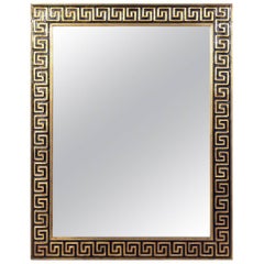 Elegant Gold Leaf and Black Greek Key Mirror 
