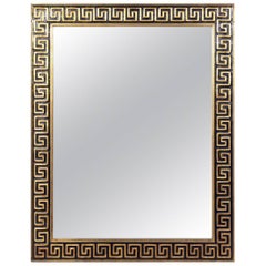 Elegant Gold Leaf and Black Greek Key Mirror